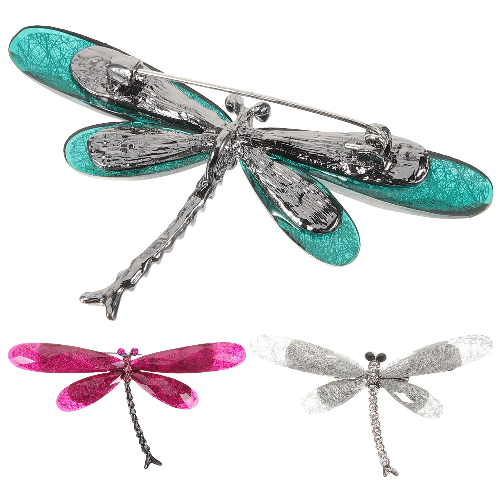 

3Pcs Dragonfly Resin Brooch Pin Pearl Decoration Creative Lapel Pin for Women Jewelry Corsage Gift Grey Green Rosy