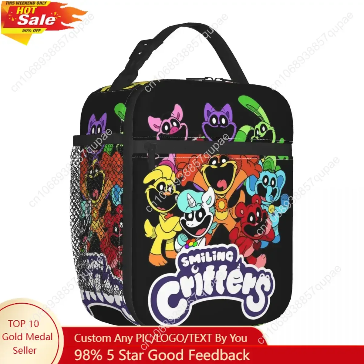 

Catnap And Dogday Smiling Critters Insulated Lunch Bags Cooler Bag Lunch Container High Capacity Lunch Box Tote College Picnic