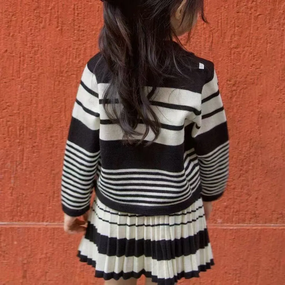 Children's Clothing Set Spring and Autumn 2026 New Collection Girls' College Sweater Coat+pleated Skirt Two Piece Set 90-140cm