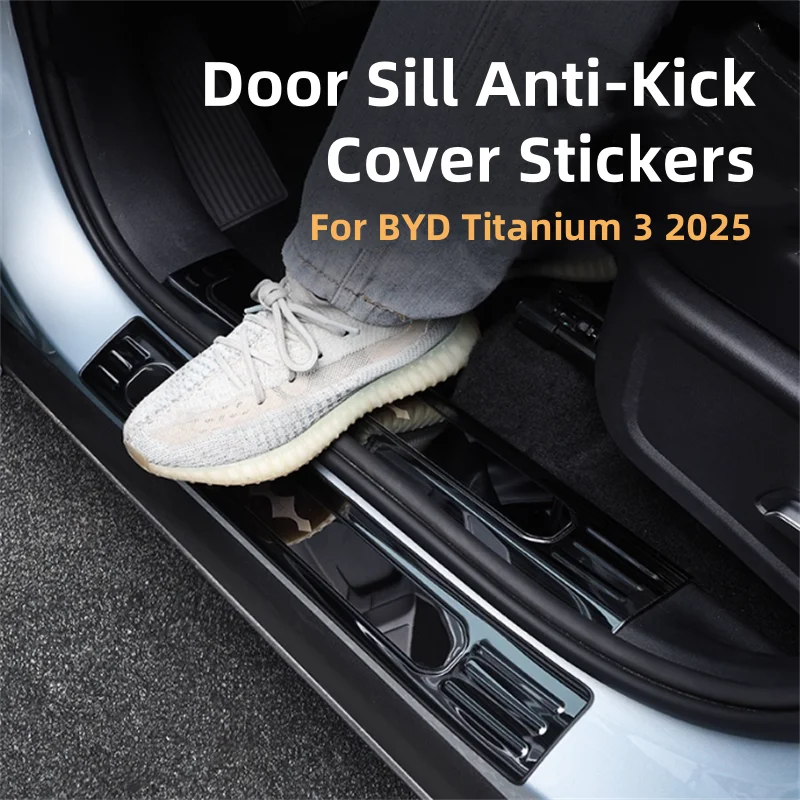 

For BYD Equation Leopard Titanium 3 2025 Exterior Accessories Door Sill Inside Scuff Plate Cover Child Anti-Dirty Pad Bumper Pro