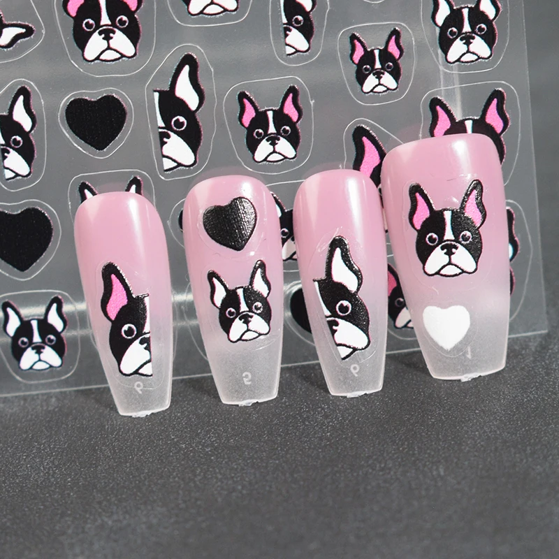 1PCS Bulldog, Corgi Nail Sticker, Multiple Dog Breed Nail Art Decoration Decals, Cat Women's Nail Art Dress Up Accessories