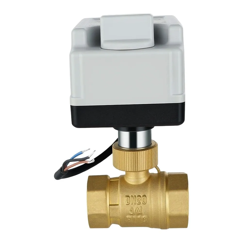 Brass Motorized Ball Valve for Process Control AC220V DC12V 3-Wire Electric Actuator Manual Switch IP67 Rated Enclosure