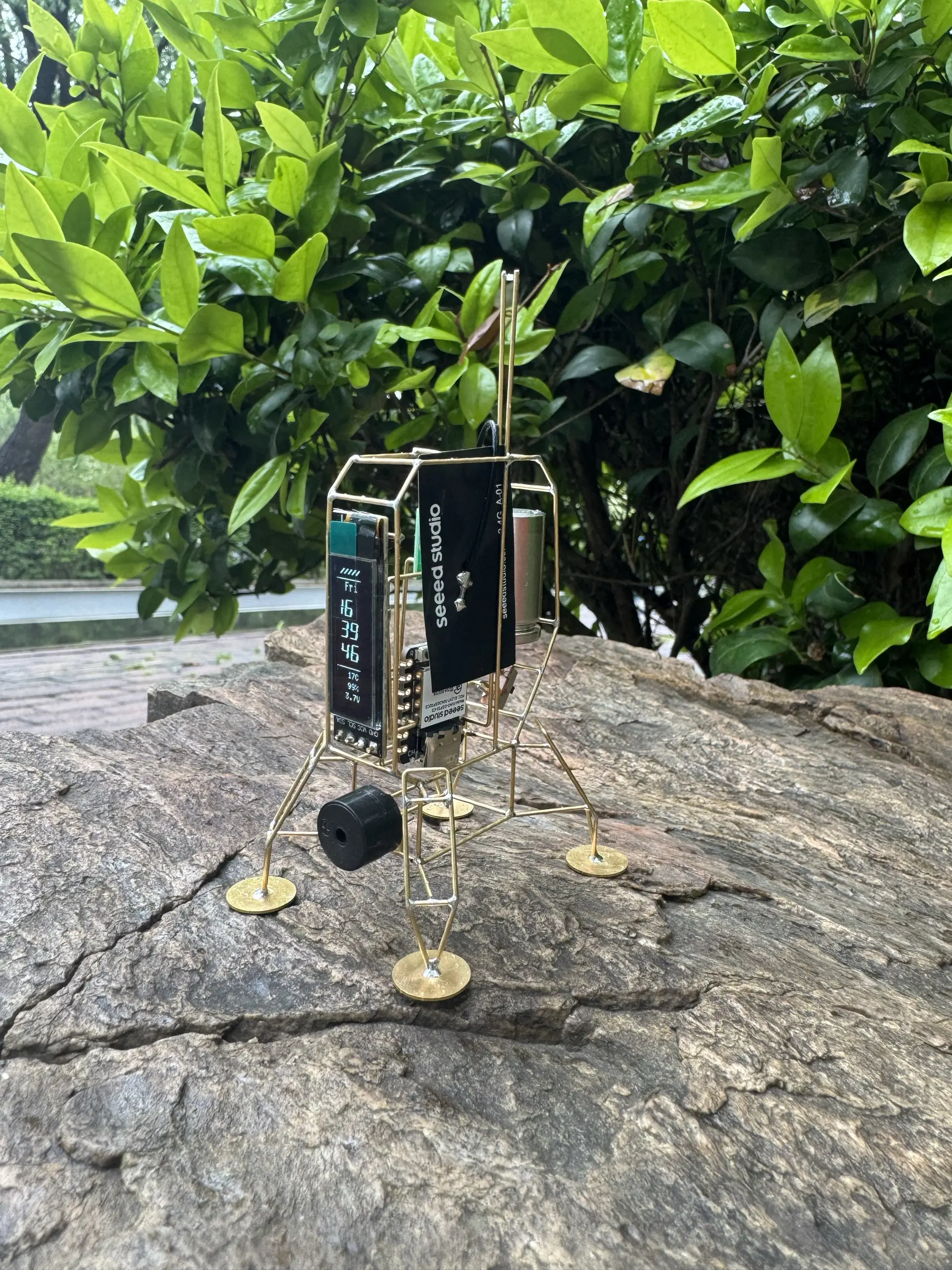 Creative Table Clock, Mars Lander Inspired Digital Desk Clock with Temperature Display, Unique Tech Decor Nice Gift