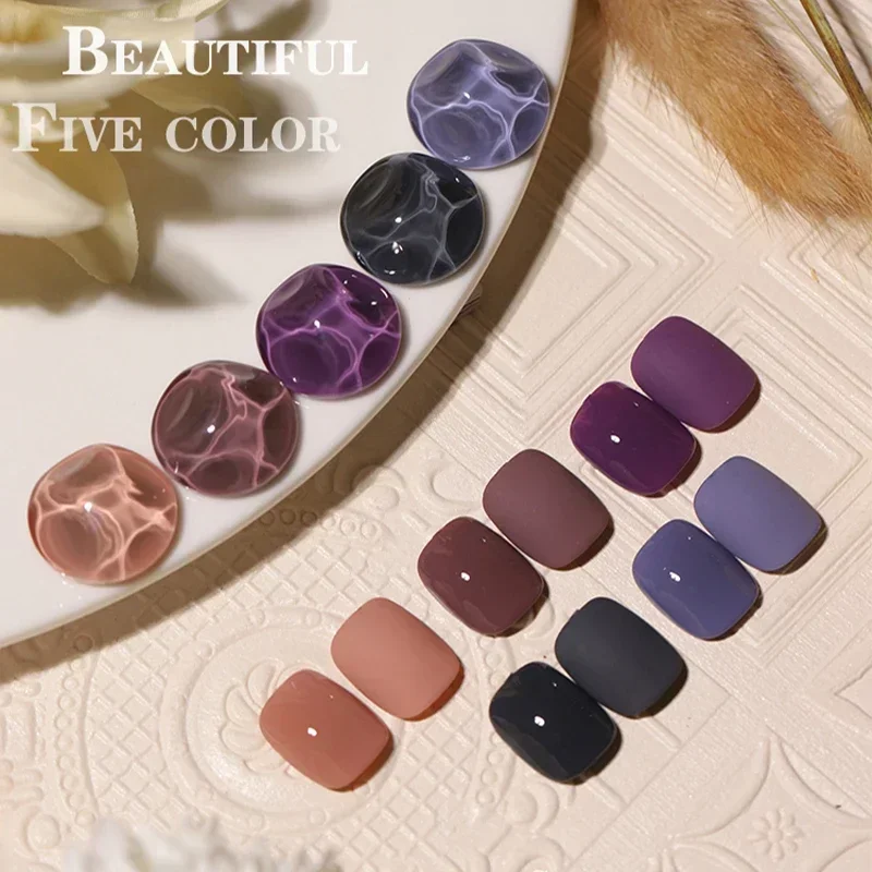 

5 Pcs/Set Gel Nail Polish Soak Off UV Gel Varnishes All for Manicures Need Base Top Coat Acrylic UV Nail Kit Autumn/winter Style