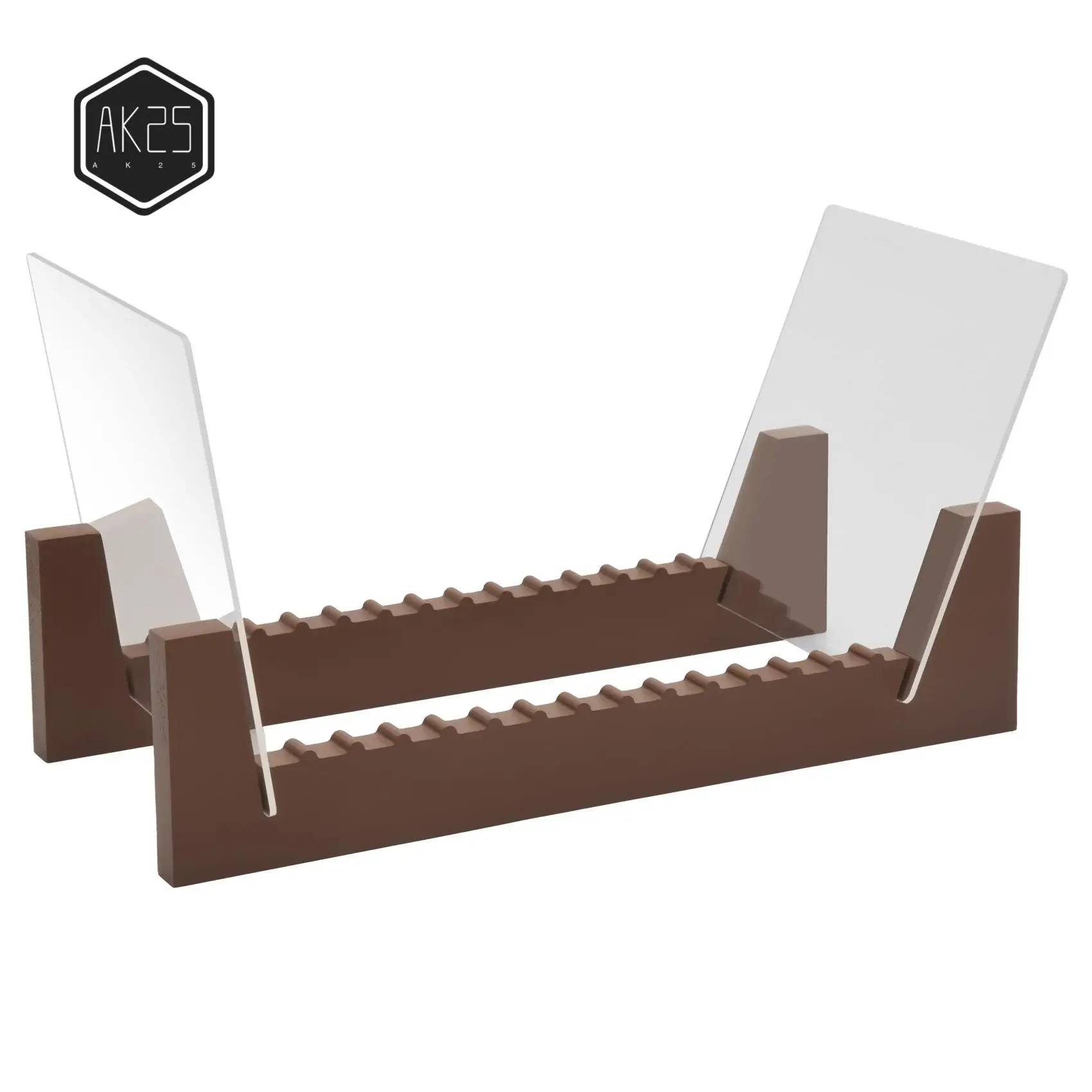 

AK25-Vinyl Record Storage Holder Large Capacity Acrylic Ends Display Stand Wooden LP Vinyl Album Desktop Rack