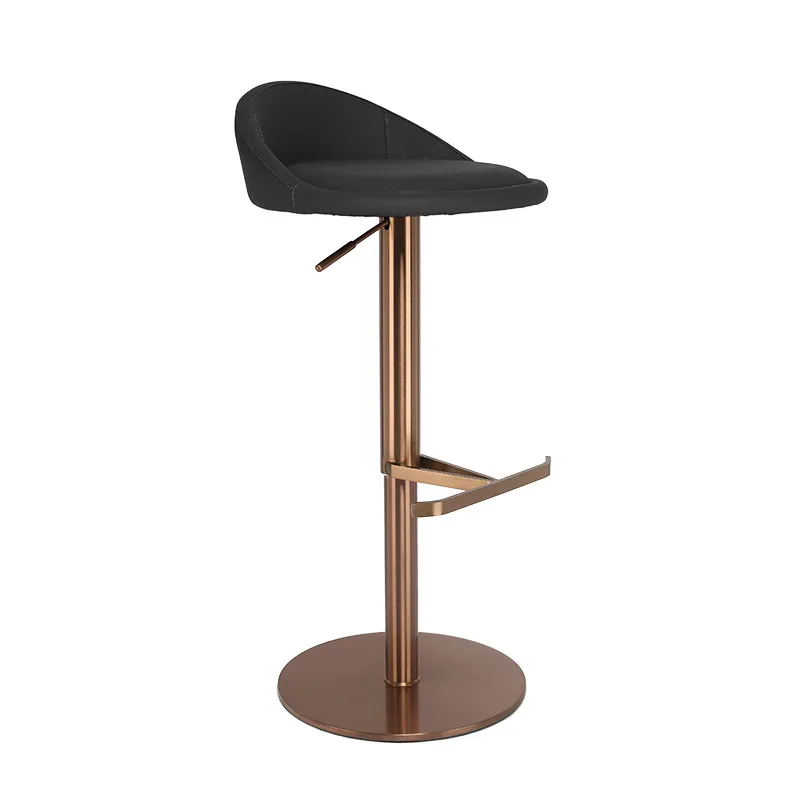 Frame Bar Stools Chairs Style High Quality leather seat Stainless Steel Base Modern Luxury Seat Lifted Bar Leather 1 Piece