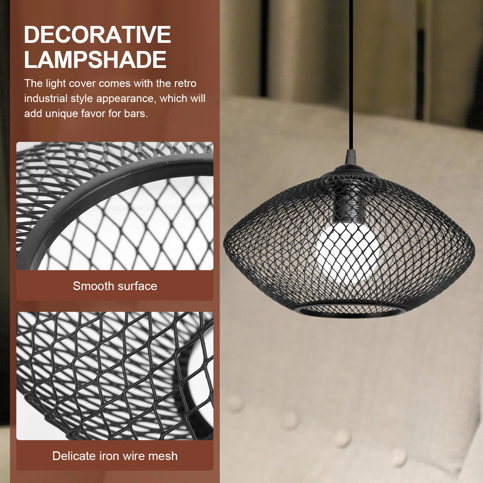 

Wrought Iron Lampshade Metal Chandelier Retro Industrial Wire Mesh Light Cover Pendant Shade for Home Bar Restaurant Hotel