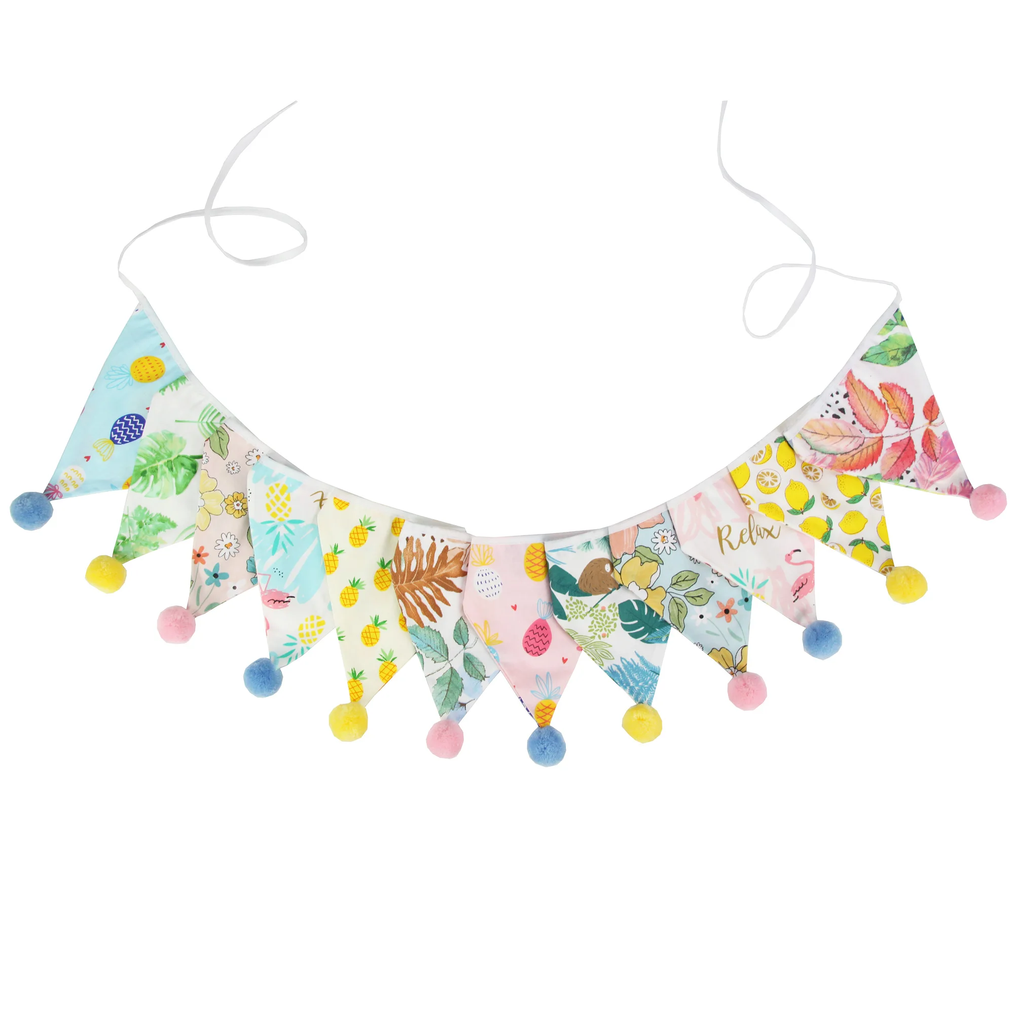 3,2 m Vintage-Blumenstoff-Wimpelkette, 12 Wimpel-Flaggen mit Kugeln, Hochzeit, Party, Dekoration, Banner, Zuhause, Babyparty, Karneval, Girlande – Detail 19