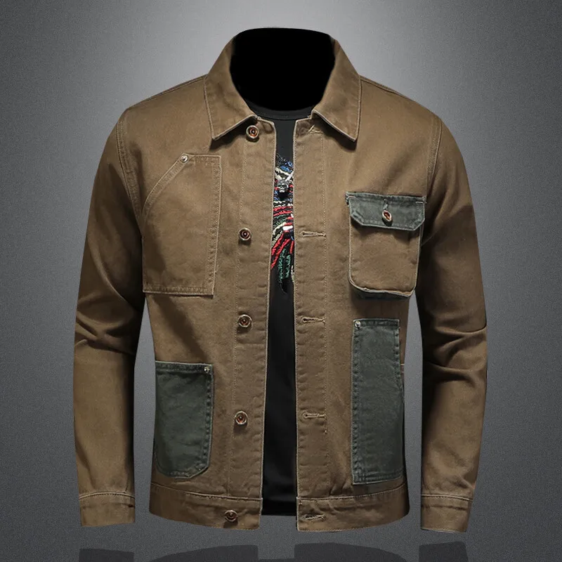 

Casual Men's Jaet Autumn Winter Workwear Vintage Personalized Cotton Long Sve Button up Outerwear Youth Faion