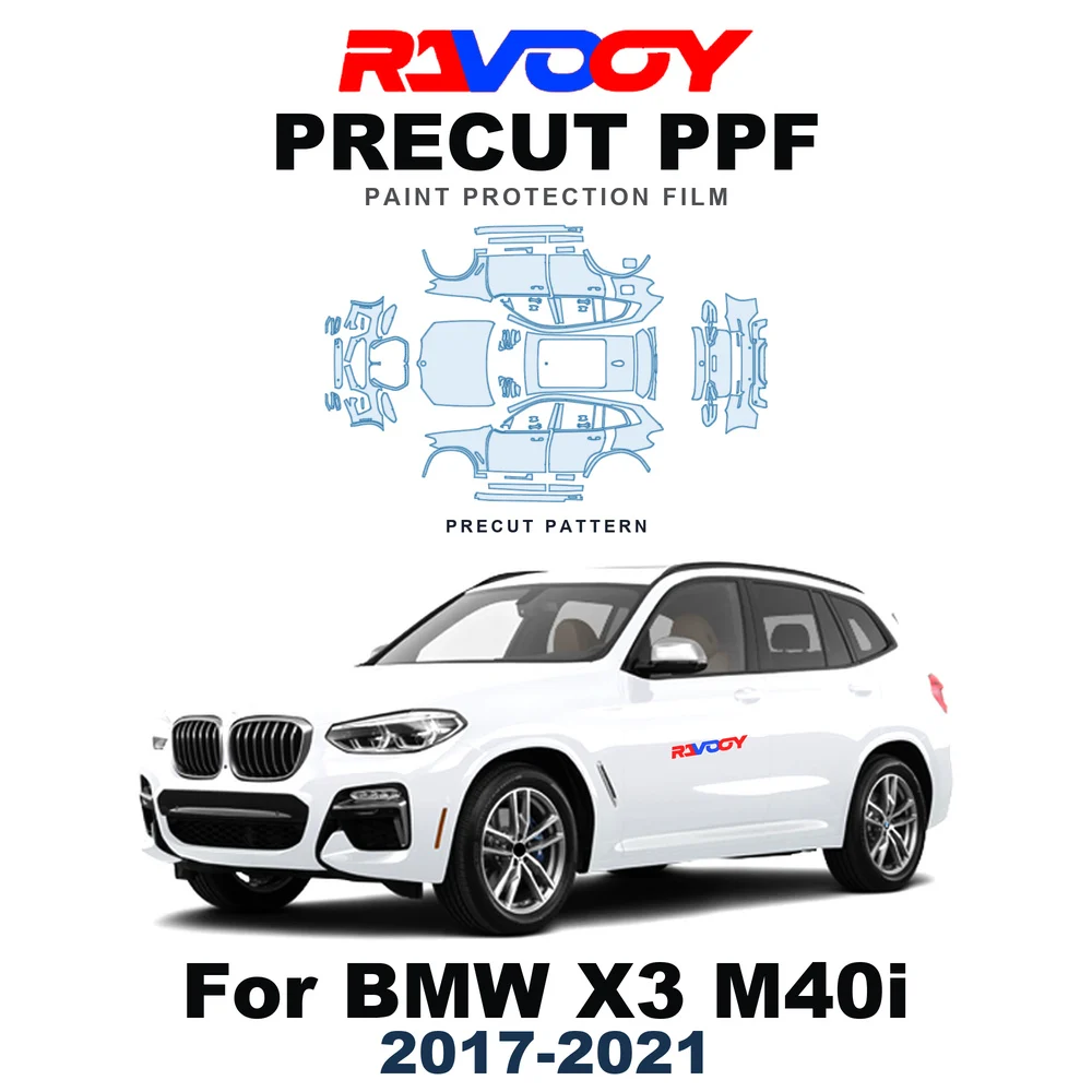 Precut PPF For BMW X3 M40i 2017-2021 8.5mil TPU Paint Protection Film Hood Bonnet Bumper Headlight Self-Healing Clear Kit Roof