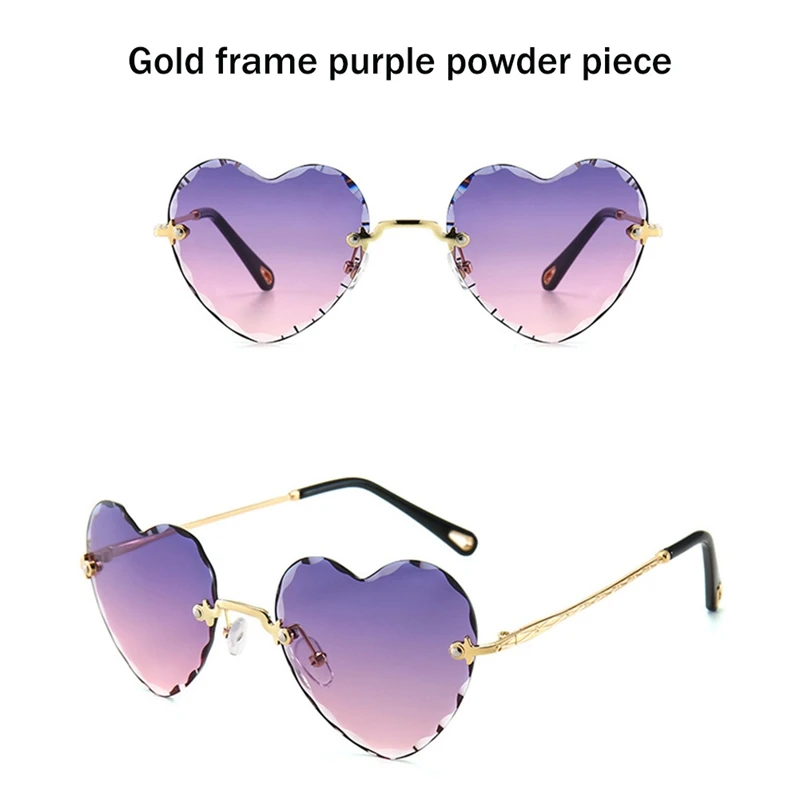 7 Pairs Statement Metal Cut Edge Sunglasse Candy Heart Sunglasse Rimless Ocean Flake Sunshade Sunglasses