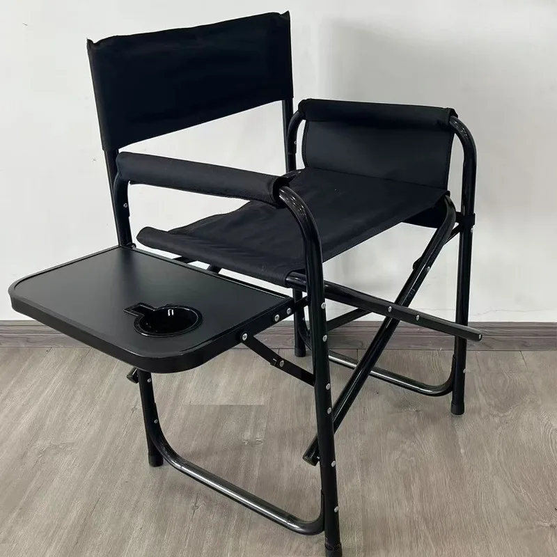 Portable outdoor black plus tablecloth folding chair, strong load-bearing outdoor training can be used as fishing stool
