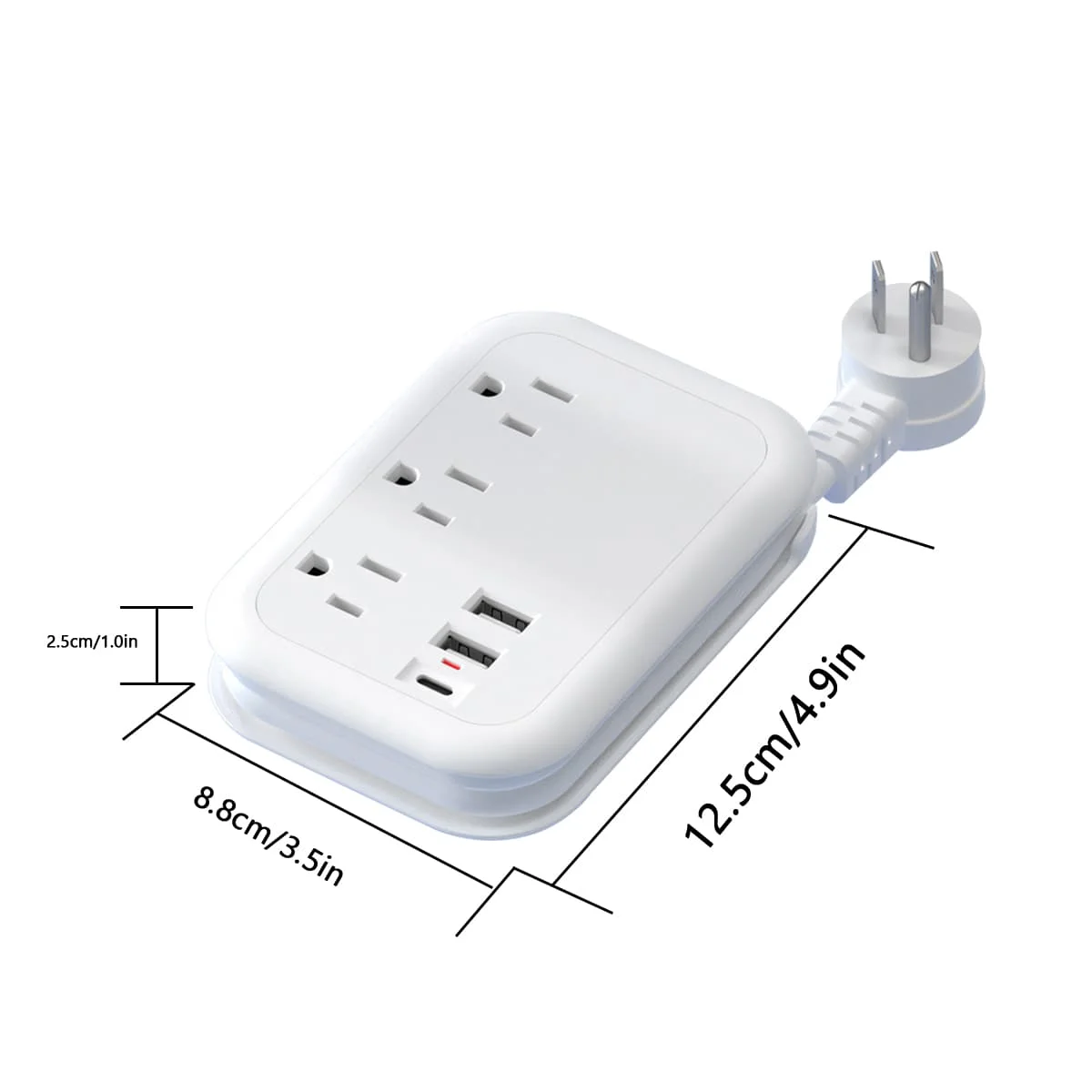 Power Strip Surge Protector With 3AC Outlets 3USB Ports,Multi Electrical Socket Outlet Travel Adapter Flat Plug For Home Travel