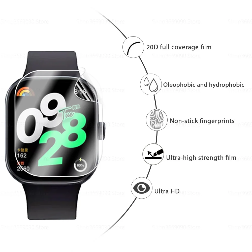 12-3Pcs Full Curved Soft Hydrogel Film For Xiaomi Redmi Watch 4 Readmi Redmy Watch4 1.97'' Screen Protectors Not Glass M2314W1