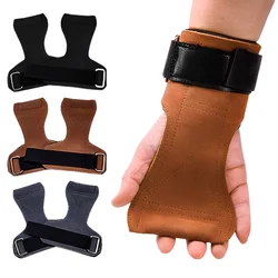 Cowhide Gym Gloves Grips Anti-Skid Weight Power Belt Lifting Pads Deadlift Workout Crossfit Fitness Palm Protection Training