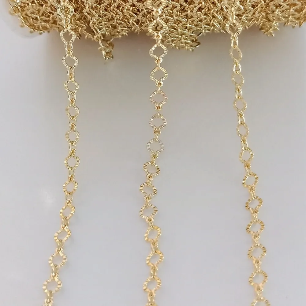 14K Gold-plated Embossed Heart-shaped O-shaped Chain Batch Flower Chain Heart Chain Fashionable Bracelet Necklace Diy Loose Chai