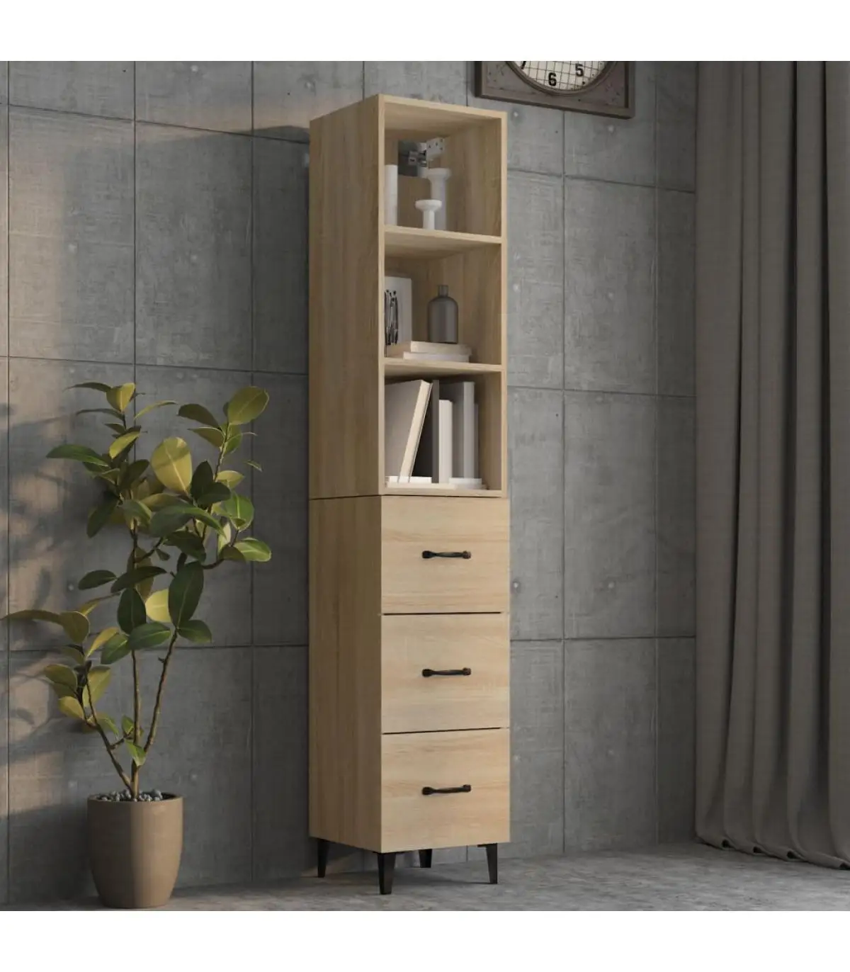 Sonoma oak plywood sideboard 34,5x34x180 cm