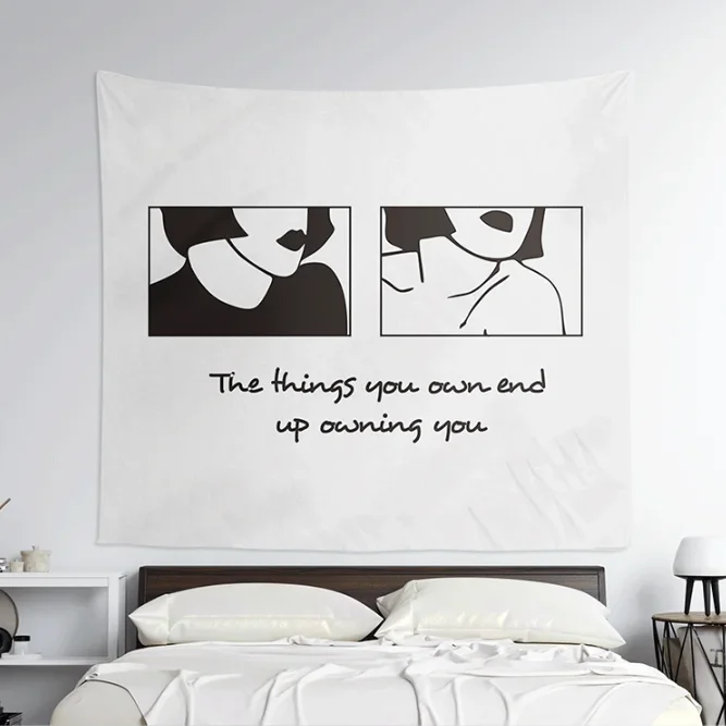 Abstract Couple Simple Lines Background Cloth Hanging  Rental Dormitory Bedside Decoration  Photo Live Tapestry