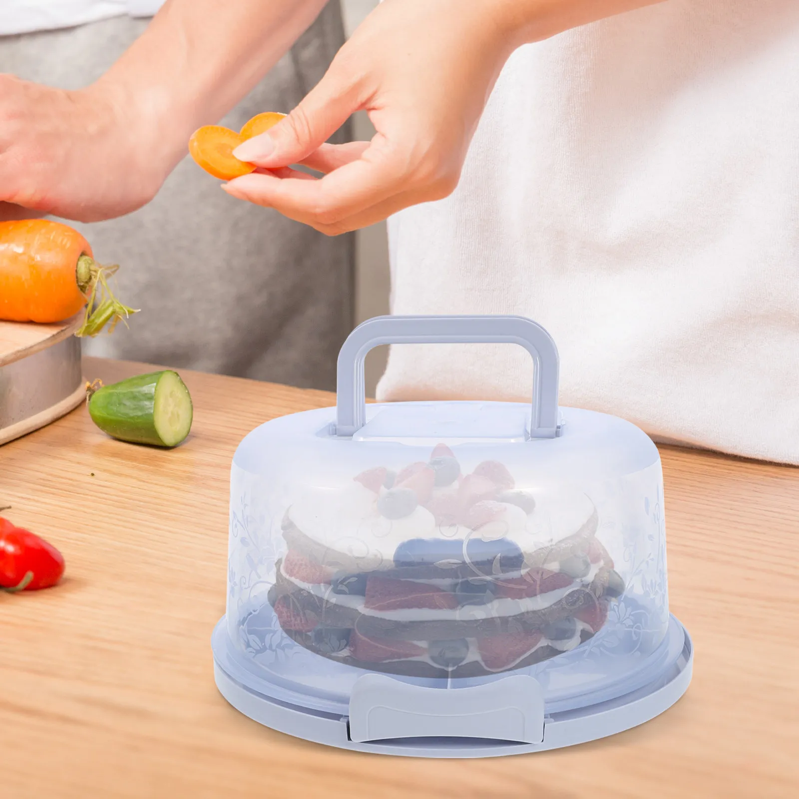 Portable Clear Reusable Cake Box with Handle for Cupcakes Muffins Cookies Dessert Storage and Transport
