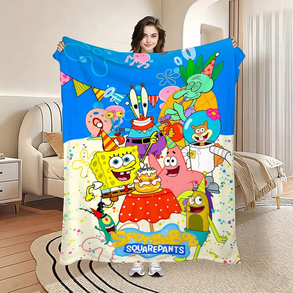 Fluffy Soft Plush Throw Blanket for Sofa Bed Blanket S-SpongeBob and Friends Home Decoration Summer Cozy Blanket on Bed