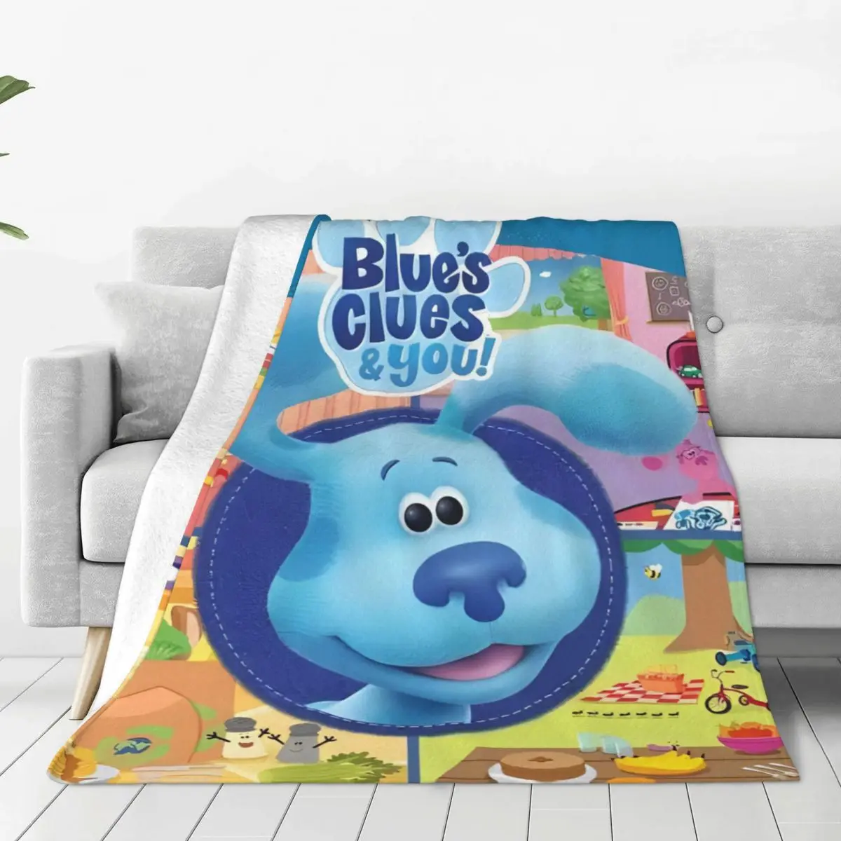 Blue's Clues Blue Dog Cartoon Blankets Fleece Winter Cute Kids Multifunction Super Soft Throw Blanket Bedding Car Bedding Throws