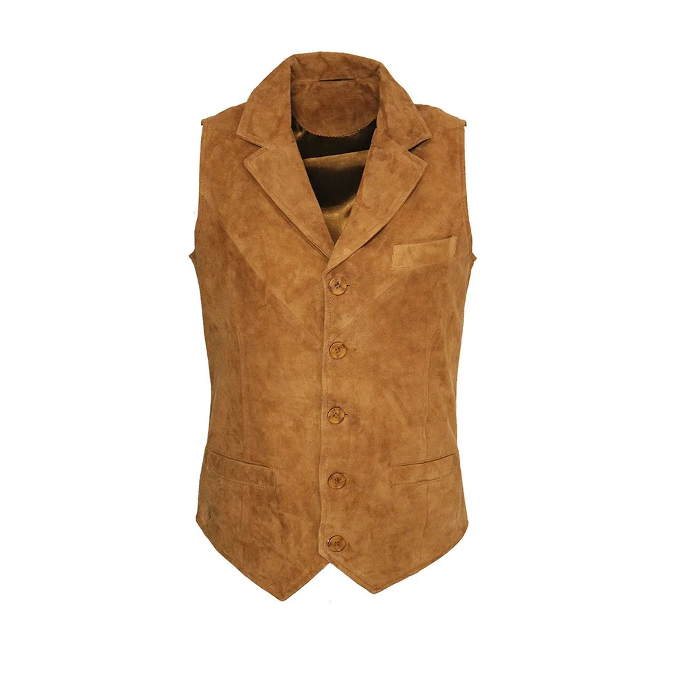 Men's Suede Vest Gilet Elegant Man Vest Dress Man High Quality Modern Mens Vests for Men Suit Male Gilete Waistcoat Formal Work