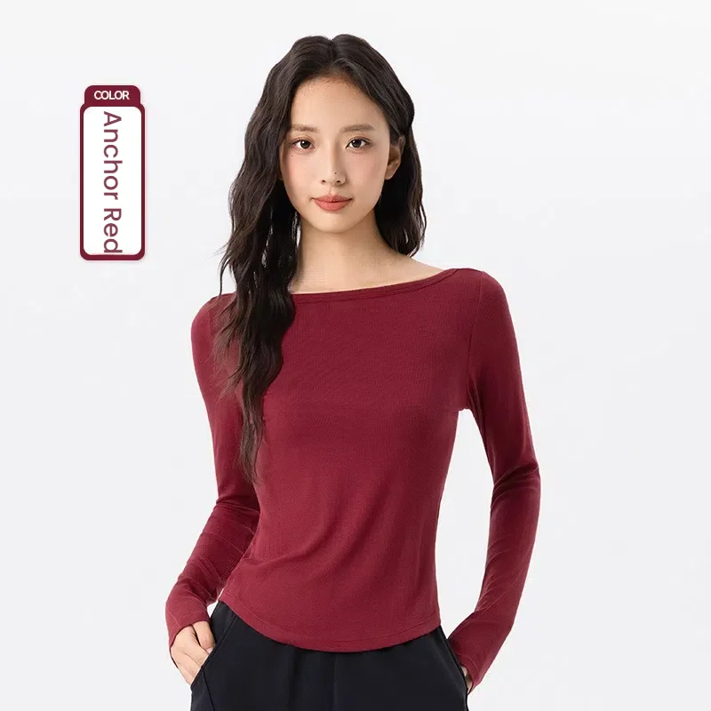 

Women's Modal Long Sleeve Yoga T-shirt Fit Workout Tops Soft Breathable High Elastic Pilates Fitness Tee Comfortable Shirt