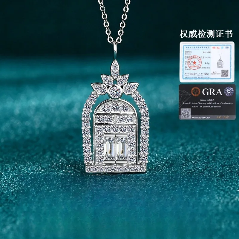 Moissanite Gate of Happiness Necklace, Minimalist Luxury Pendant, Fashion Versatile Women Jewelry Gift