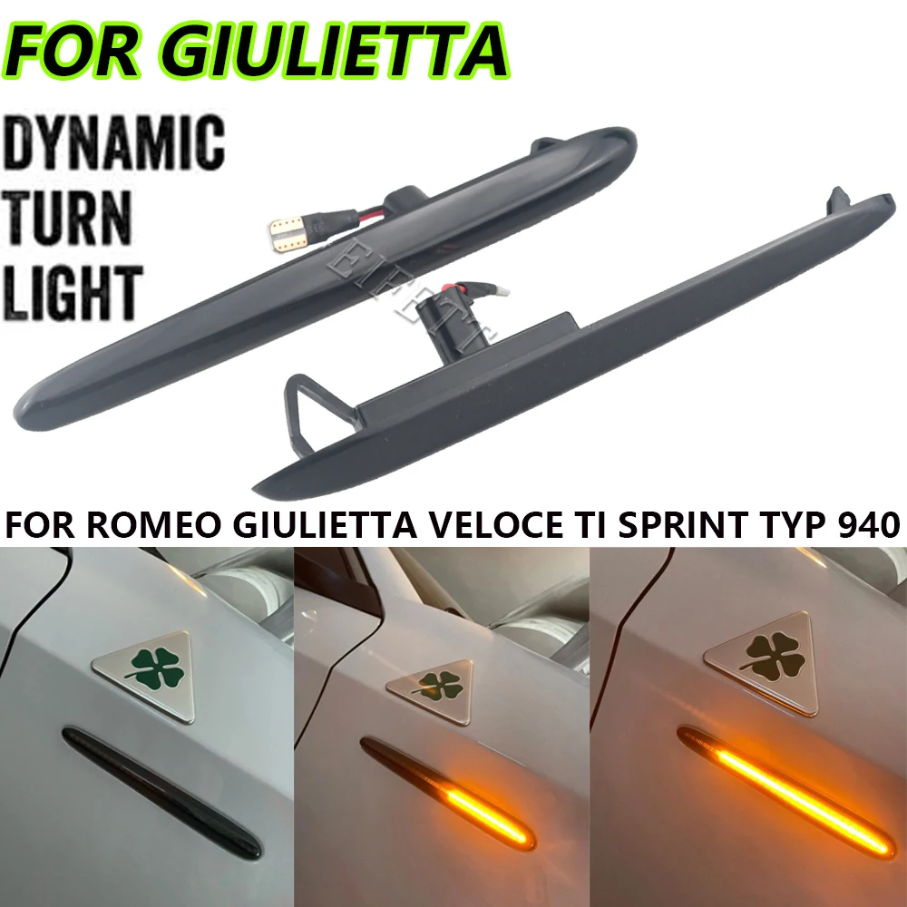 2Pcs Canbus LED Dynamic Side Marker Light Car Turn Signal Lamps For Alfa Romeo Giulietta Veloce TI Sprint 2010-2021 OEM#50513758