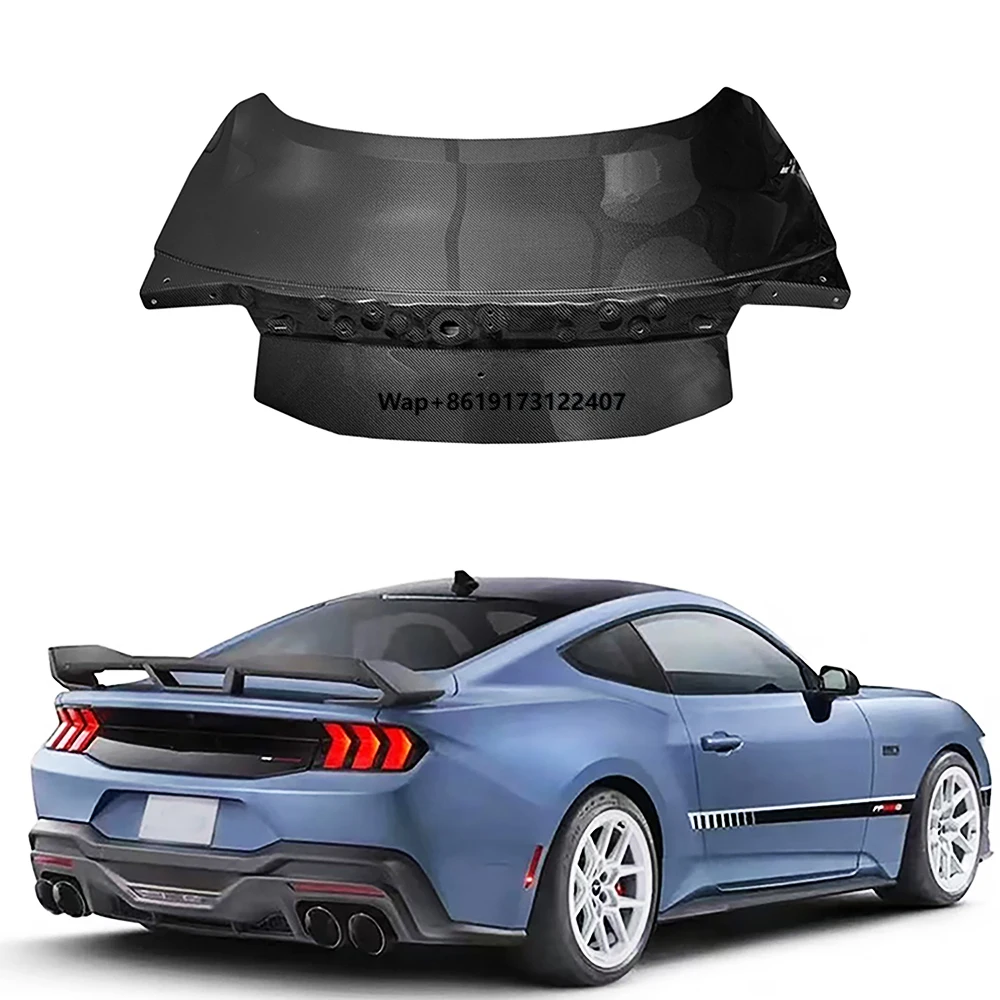 

Carbon Fiber OEM Style Trunk Lid Cover Trim Kit with High Polished Surface and Screw Easy Installation for Mustang 24+
