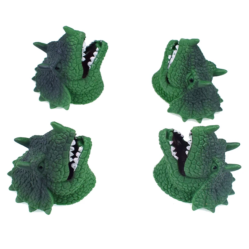 Creative Green Triceratops Finger Puppets Funny Dinosaur Model Finger Puppets Storytelling Toys Children's Toys Birthday Gifts