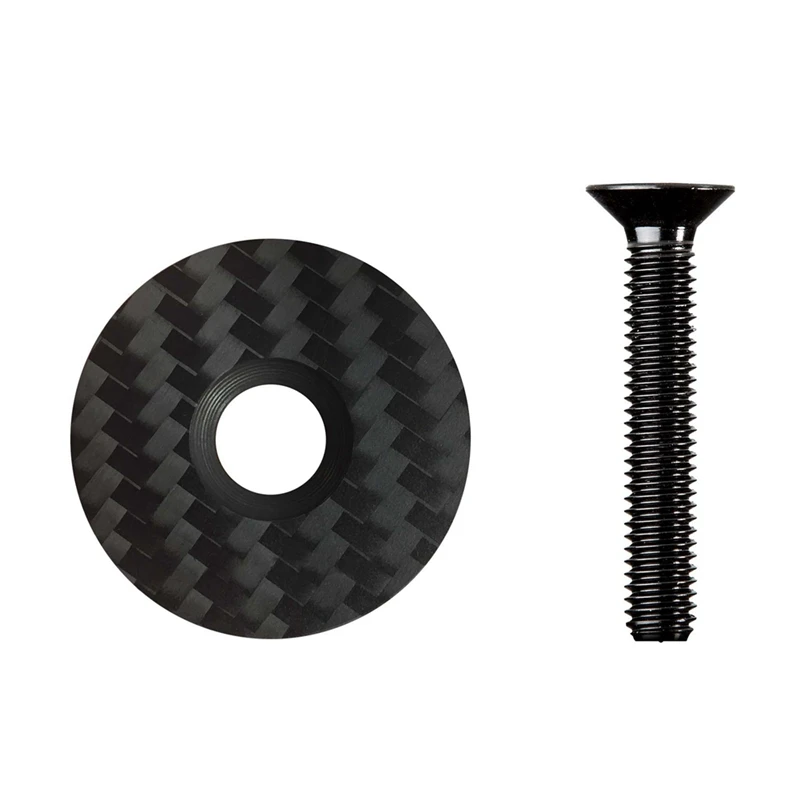 Carbon Fiber Bowl Cover With Black Titanium Screws Grip Cover 28.6Mm Bicycle Accessories Mountain Bike Parts