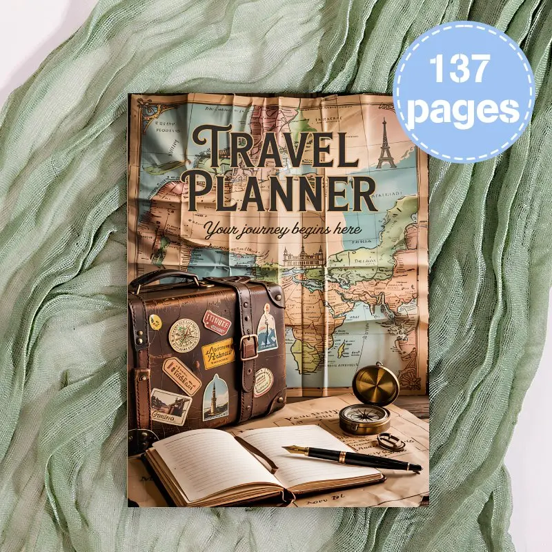 A5 Paper Travel Planner Journal, Undated Adventure & Road Trip & Vacation Organizer, Ideal Gift for Travel Enthusiasts