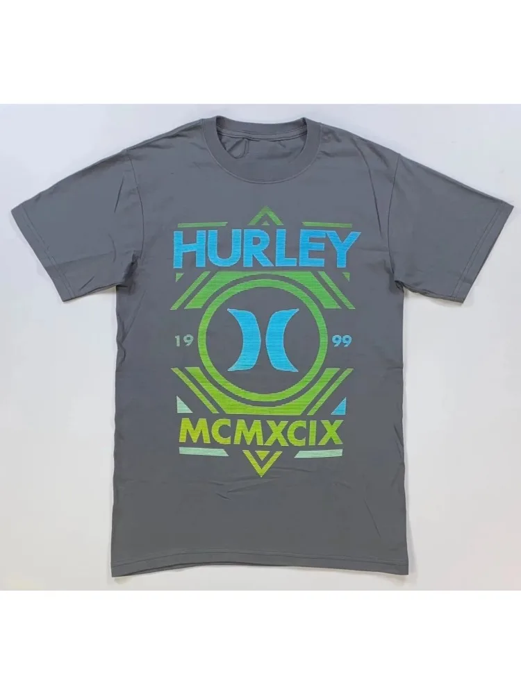 2026 Retro Geometric Hexagon Graphic Oversized T-Shirt ，Kids Adults Blue Green Gradient Print Loose Crew Neck Casual Streetwear
