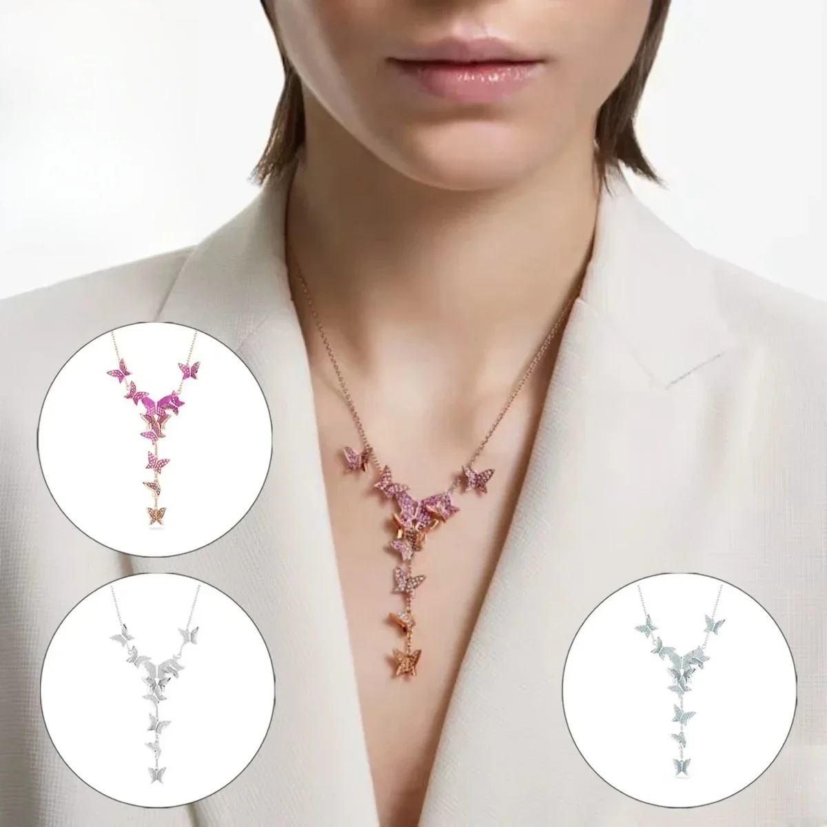 

Fashionable Luxury S925 Butterfly Zircon Necklace Pendant, Versatile for Banquet and Party, High Quality Jewelry - Birthday Gift