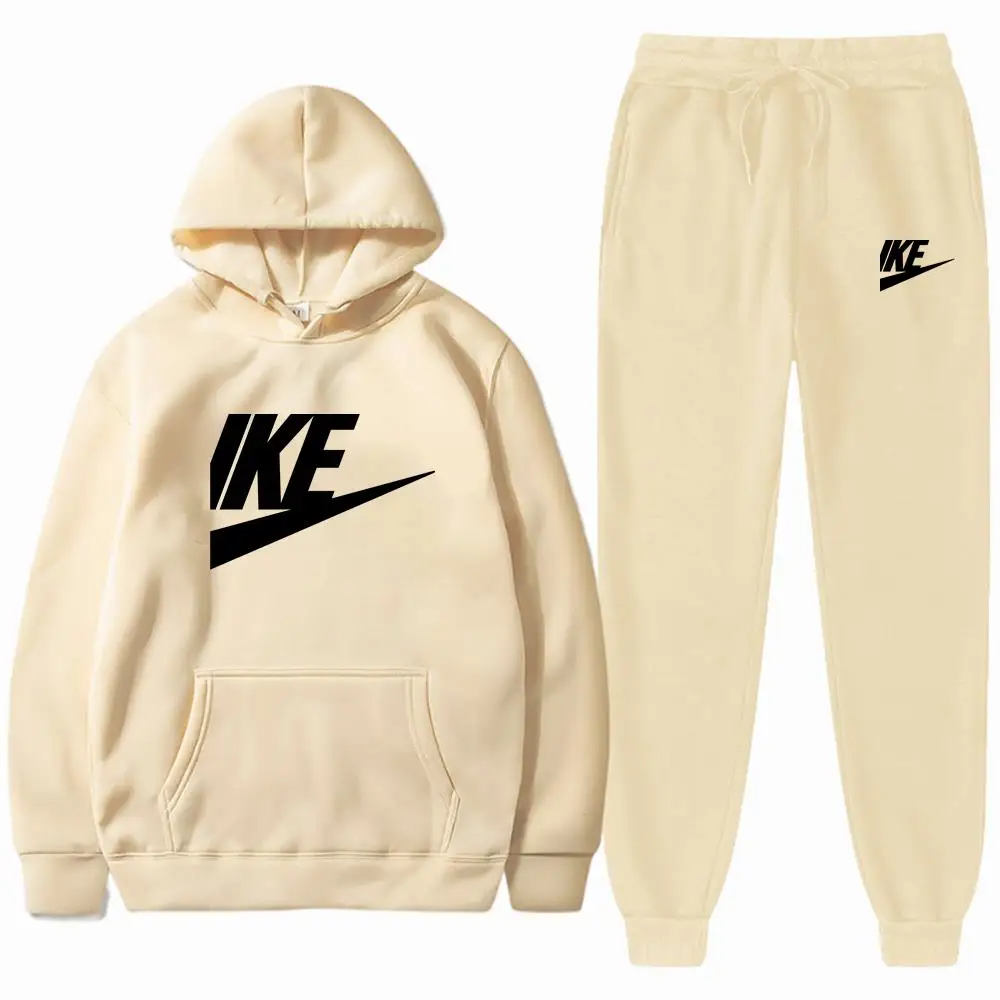 2024 Spring New Men Suits Brand Letter Print Fashion Sets Casual Pullover Tracksuit 2 Piece Hoodies Sweatshirts Plus Fleece Warm