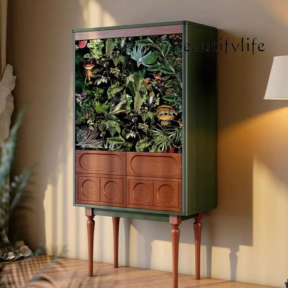 

French solid wood retro living room chest designer medieval side cabinet storage locker storage cabinet