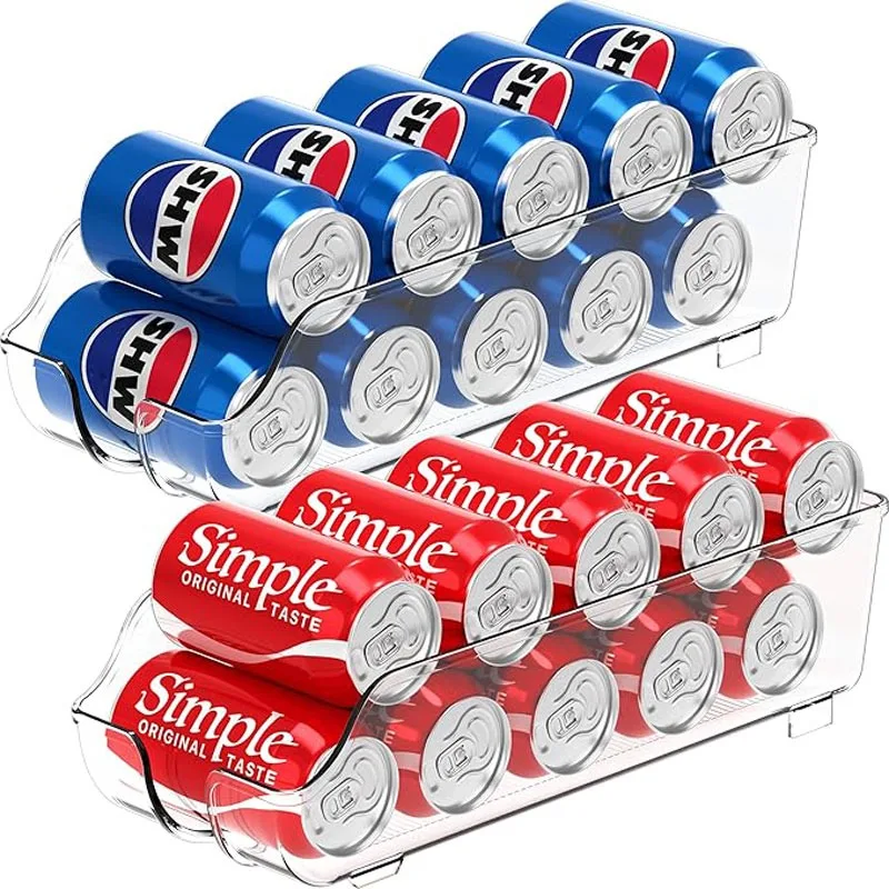 1 pièce Réservoir de stockage de cuisine, Distributeur de boissons gazeuses pour réfrigérateur et congélateur, Organisateur de garde-manger à défilement automatique