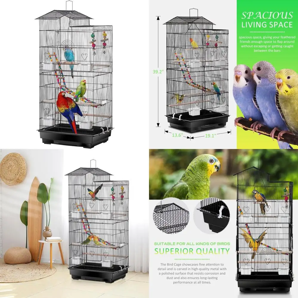 

Большая клетка для попугая и птиц 39 с игрушками для кореллы, Sun Conure, попугаев, зябликов, волнистых попугаев, неразлучников, канарейки