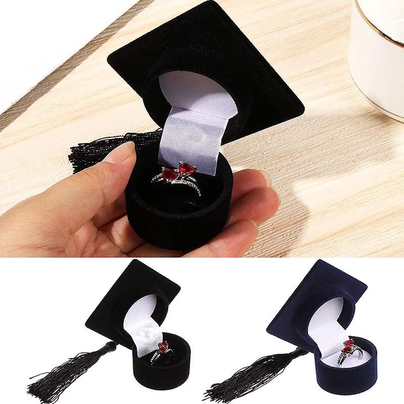 

1pc Doctor Hat Shaped Ring Earrings Jewelry Storage Box Wedding Engagement Ring Box Jewelry Display Case Graduation Gift