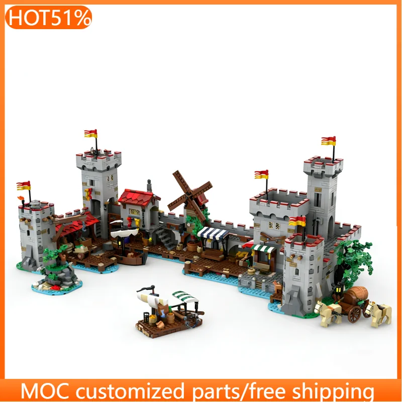 1254 PCS Medieval Seaside Market Extra MOC Customize Modular Building Block Creative Design Educational DIY Toy Christmas Gift
