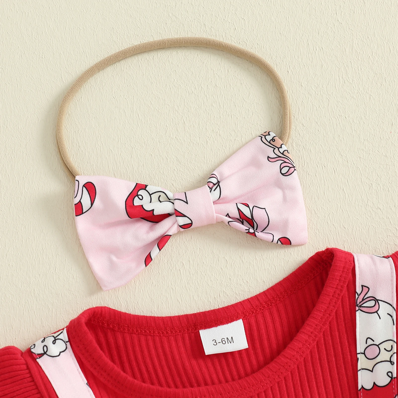 الرضع طفل رضيع فتاة 2PCS عيد الميلاد السروال القصير ملابس طويلة الأكمام جولة الرقبة سانتا طباعة بذلة مع مجموعة عقال