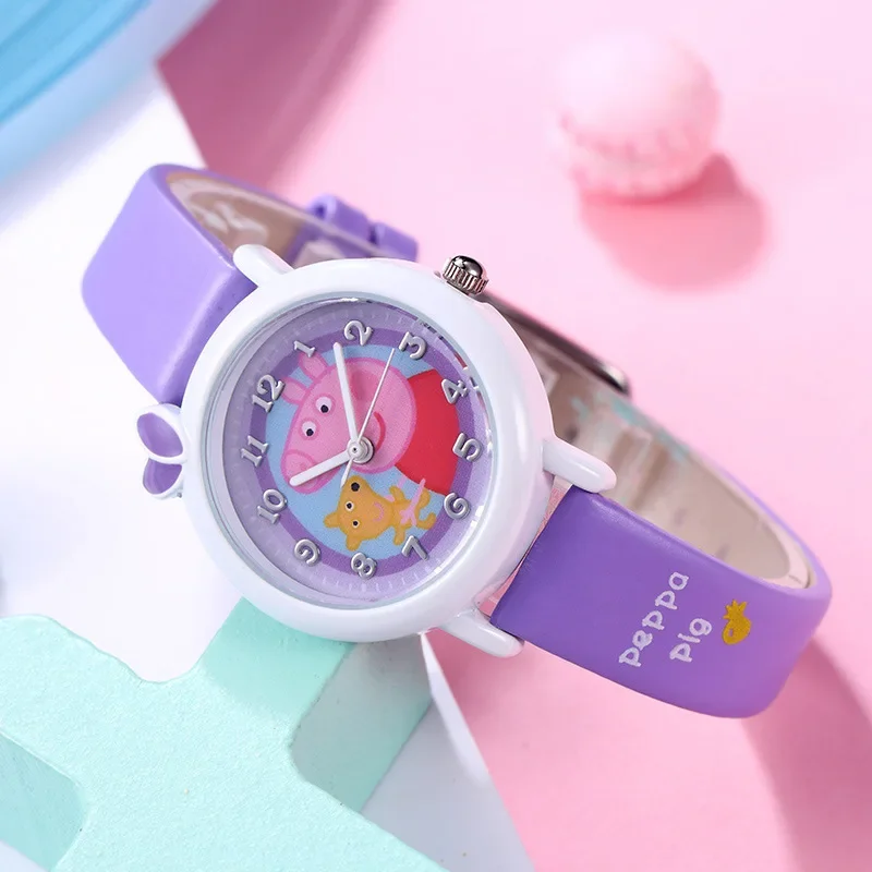 Reloj de actividad de Peppa Pig para niños, 1 piezas, reloj de cuarzo impermeable, muñeca de juguete para niñas y niños, reloj de Anime lindo,