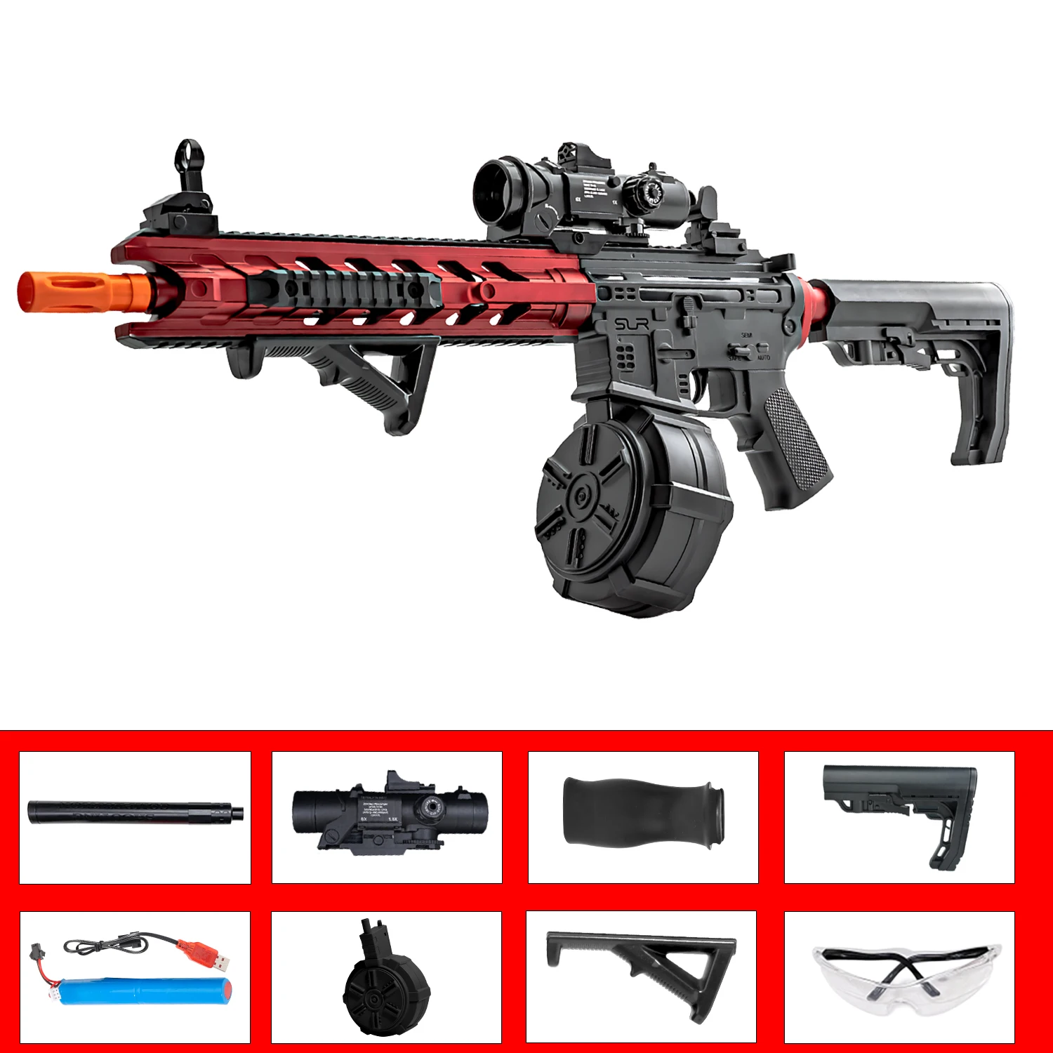 ปืนของเล่น M416 ปืนเจลบอลพร้อมตัวปล่อยกระสุนไฟฟ้าในตัว เหมาะสำหรับกิจกรรมกลางแจ้งสำหรับครอบครัว ของขวัญปีใหม่ ไม่มีกระสุน