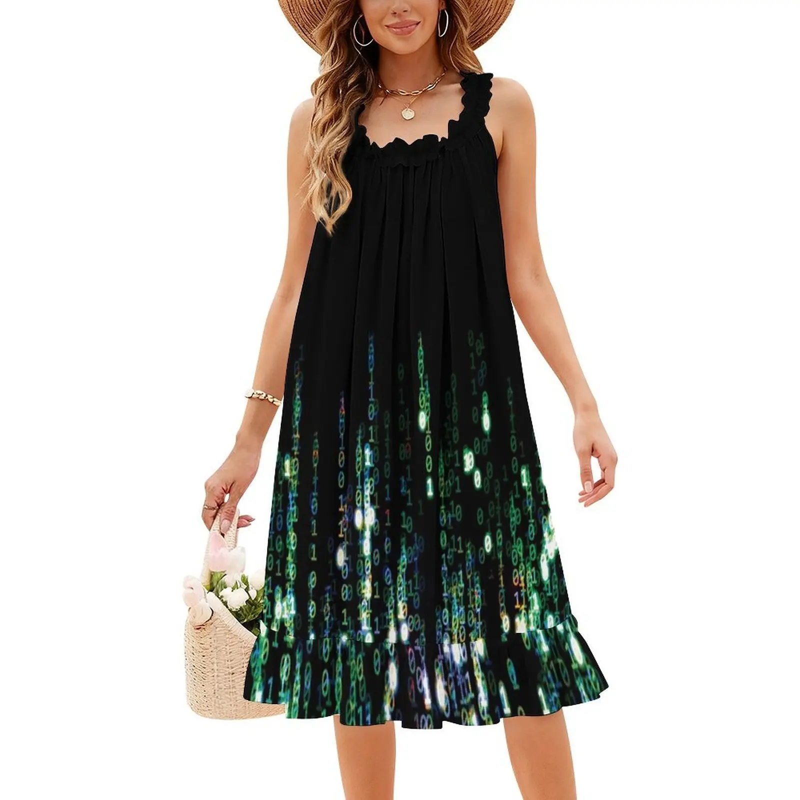 فستان بوهيمي عتيق من غابة الزمرد الأخضر ماتريكس المطر بأكمام منتفخة أو خيارات بدون أكمام للنساء فستان أخضر زمردي