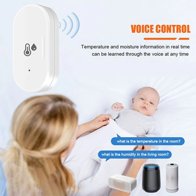 2Pcs Tuya Zigbee Smart Temperature & Humidity Sensor, Outdoor Hygrometer Thermometer Mini Temperature Humi