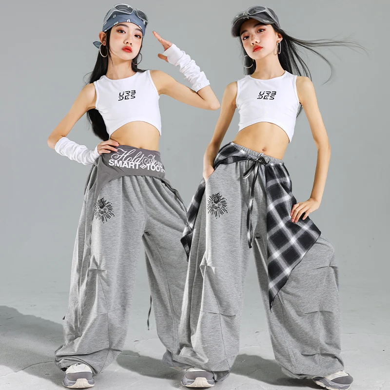 Filles K-pop hauts courts pantalons Cargo enfants Hip Hop danse de rue Performance Costumes enfants Streetwear fille groupe Jazz vêtements ensemble