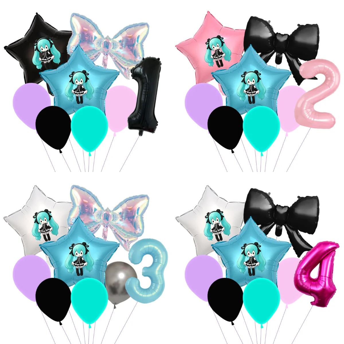 Hatsune Miku Anime-Charakter Folienballon-Set für Cosplay-Treffen Themen-Jubiläumsfeier Fotobox-Hintergrund Dekorationszubehör