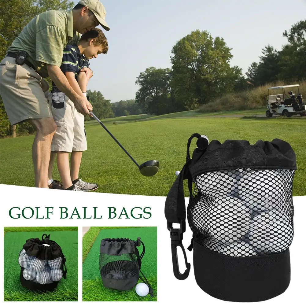 Golf Ball Bags Special Black Golf Storage Bag Can Hold Ball Golf Ball Container Golf Drawstring Nylon Mesh