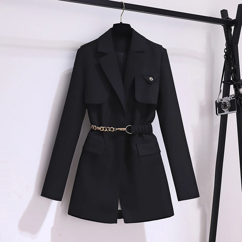 Korean Fashion Blazers Women Coats Spring Autumn Lace-Up Solid Jackets Women\'s Clothing Elegant Blazers for Women Tailored Coat